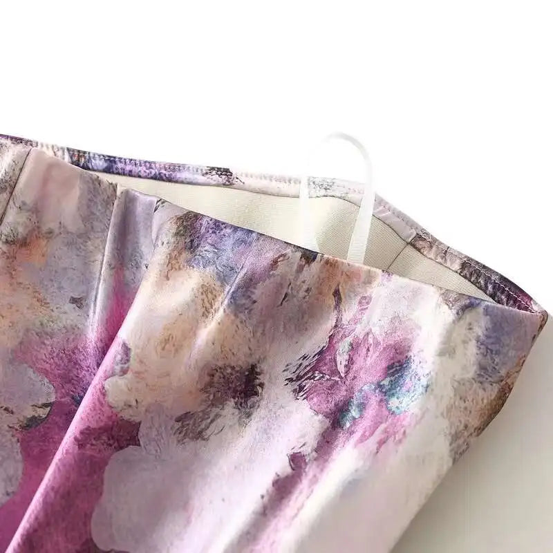 New In Women Spring Summer Floral Print Satin Long Skirts 2026 Trendy High Waist Elegant Faldas