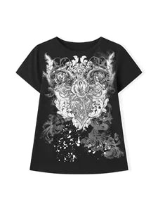 New personalized Y2K slim fit short sleeved printed T-shirt for spicy girls, fashionable retro women's clothing