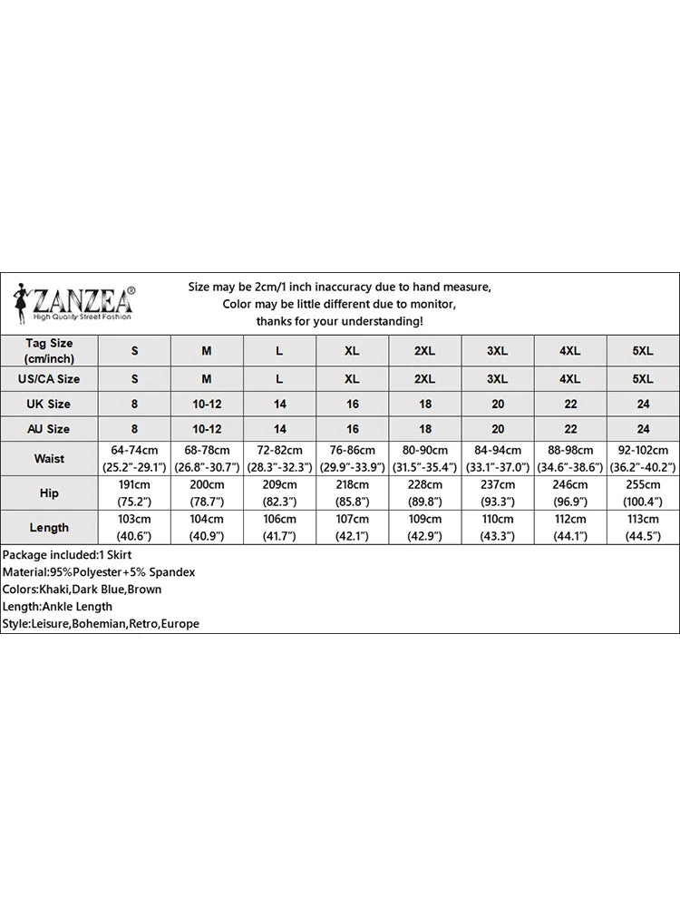 ZANZEA Streetwear Ruffled Maxi Skirts Autumn 2024 Casual Loose High Waist Women A-line Faldas Korean Fashion Solid Long Jupes