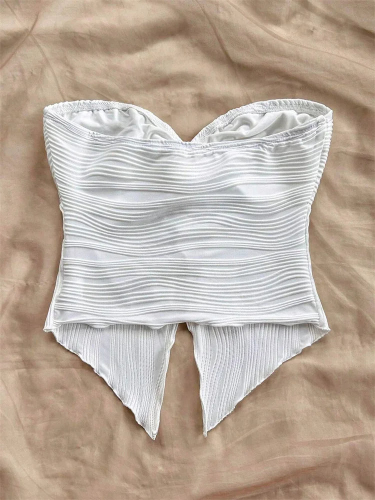 Twist Knot Front Crop Top for Women Summer Sexy Off the Shoulder Tube Tank Top Streetwewar Y2K Clothes