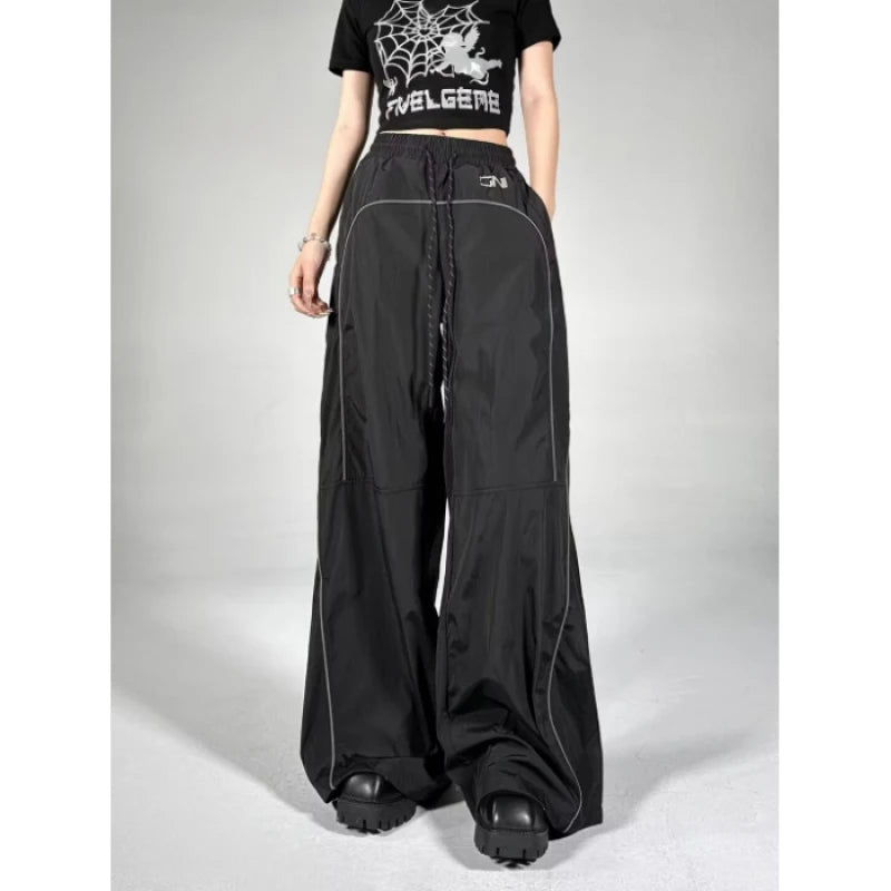American Vintage Drawstring Design Cargo Pants Women Street Casual Popular Y2k Pants Women New Hip-hop All-match Woman Trousers