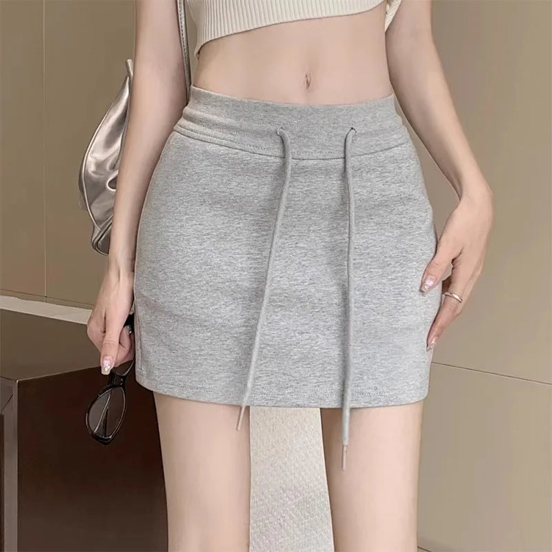 Grey Sports Short Skirt Anti Glare Women's Summer High Waist Hip Hugging Skirt Short A-line Skirt Pants and Skirt Comfortable
