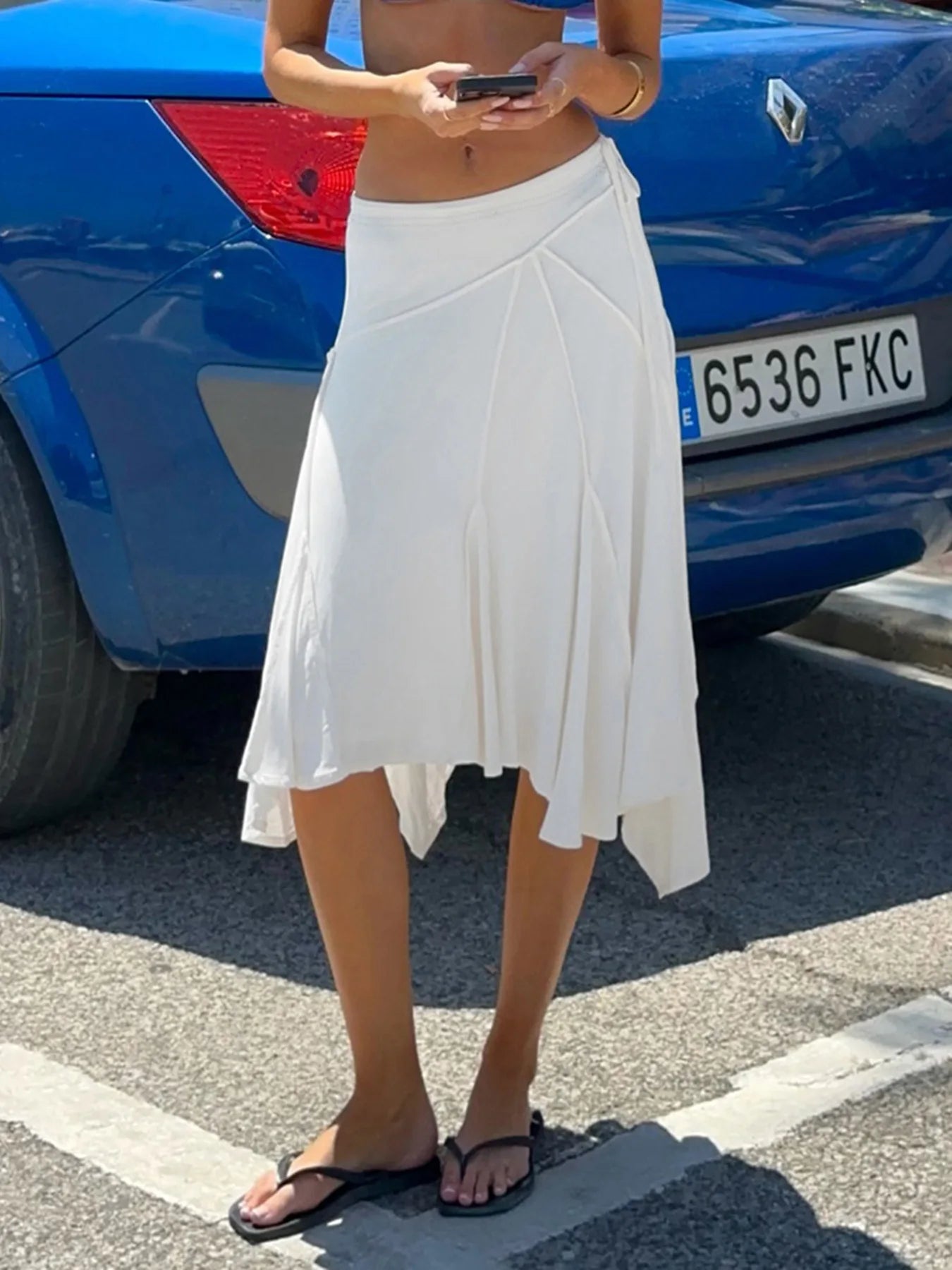 Casual Solid Low-waist Pleated Skirt Women Fashion Irregular Midi Skirts 2026 Summer Beach Streetwear Vacation Short Dress Y2K