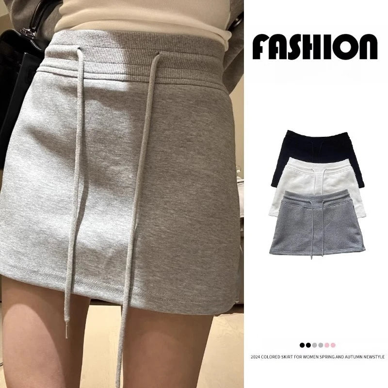 Grey Sports Short Skirt Anti Glare Women's Summer High Waist Hip Hugging Skirt Short A-line Skirt Pants and Skirt Comfortable