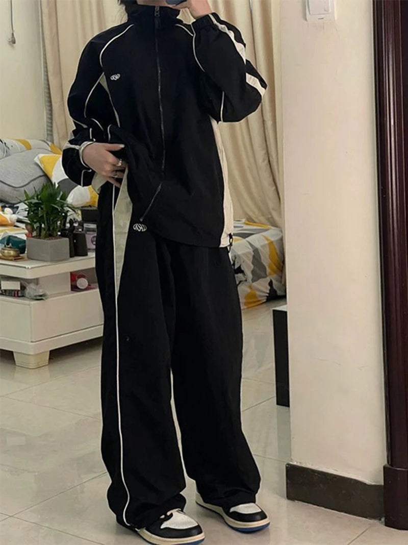 Y2k Women Wide Leg Cargo Pants Casual Streetwear Loose Drawstring Trousers Drawstring Sweatpants Female Vintage Baggy Joggers