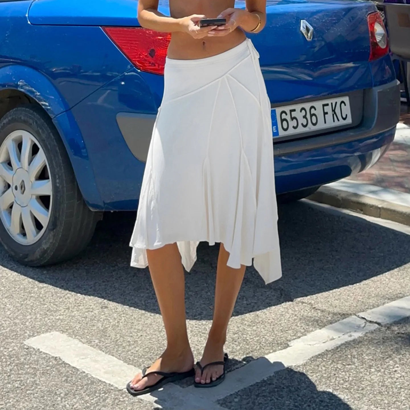 Casual Solid Low-waist Pleated Skirt Women Fashion Irregular Midi Skirts 2026 Summer Beach Streetwear Vacation Short Dress Y2K